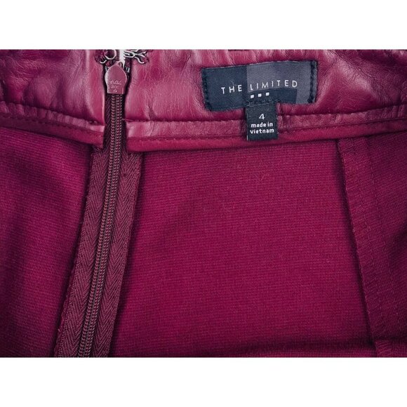 The Limited Womens A-Line Burgundy Skirt Size 4 Polyester/Nylon/Spandex Blend - Picture 2 of 5